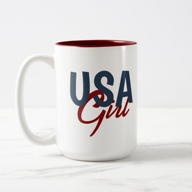 USA GIRL American Flag High Heel Shoe Two-Tone Coffee Mug (Left)