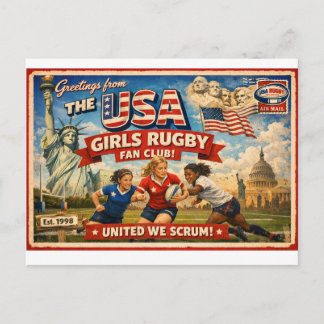 USA Girls Rugby Team Fan Club Postcard