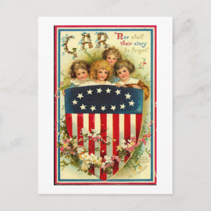USA Girls Vintage Americana Postcard
