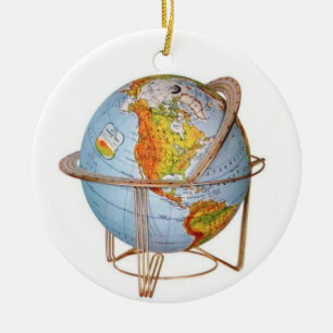 USA Globe Ceramic Ornament