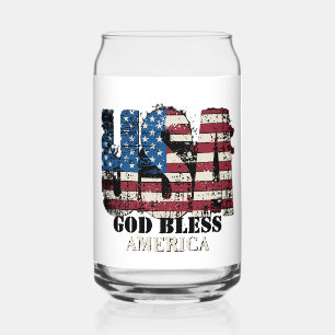 USA God Bless America Can Glass