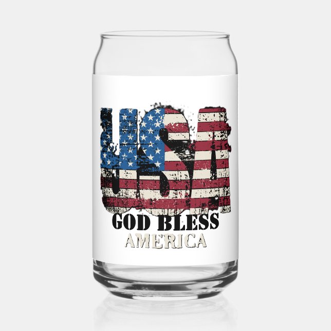 USA God Bless America Can Glass (Front)