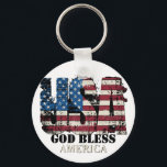 USA God Bless America Key Ring<br><div class="desc">"USA God Bless America" party keychain,  great fun for the beach and 4th of July celebrations. Perfect gift for family reunions and vacations this summer. Personalize back side.</div>