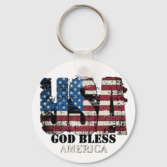 USA God Bless America Key Ring (Front)
