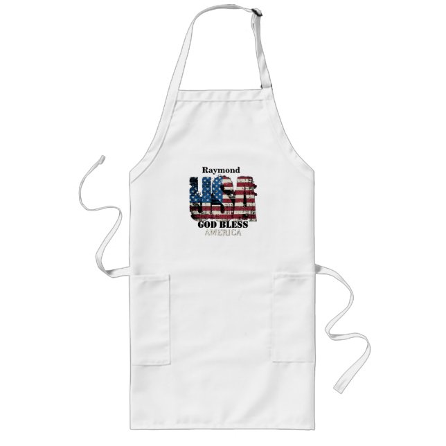 USA God Bless America  Long Apron (Front)