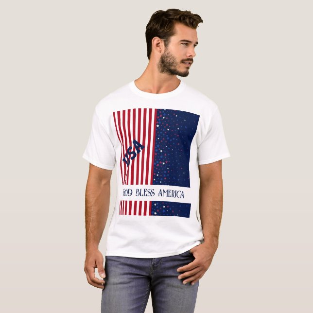 USA God Bless America Patriotic 4th of July Men's T-Shirt (Front Full)