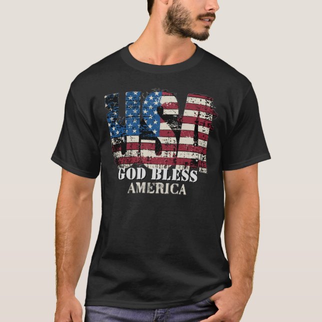 USA God Bless America  T-Shirt (Front)