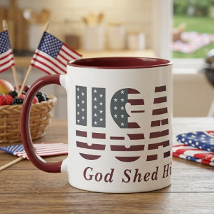 USA God Shed His Grace On Thee Patriotic Mug