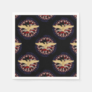 USA Gold Eagle and Flag Black-Blue-Paper Napkin