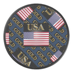 USA  GOLD           HOCKEY PUCK