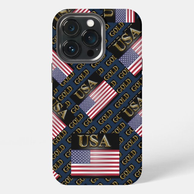 USA  GOLD     iPhone CASE (Back)