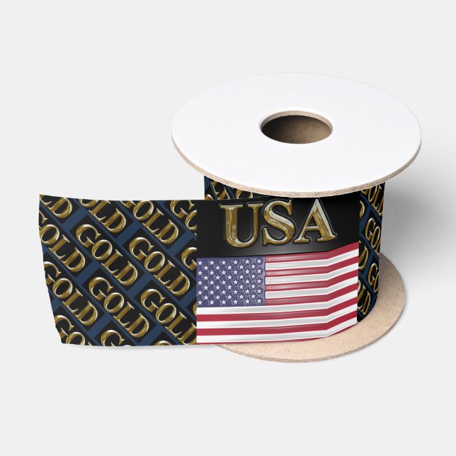 USA  GOLD         SATIN RIBBON (Spool)