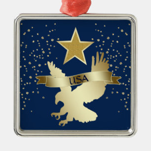 USA Gold Star Eagle Metal Ornament