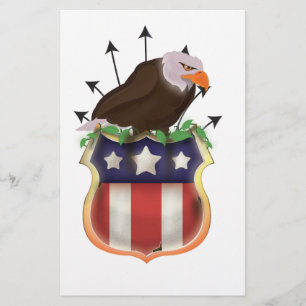 USA Golden Eagle Stars and Stripes crest Stationery