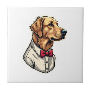 USA Golden Retriever Vintage Patriotic Dog Shirt 4 Ceramic Tile