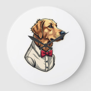 USA Golden Retriever Vintage Patriotic Dog Shirt 4 Large Clock