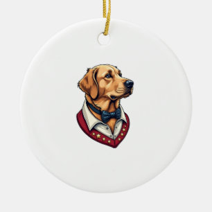 USA Golden Retriever Vintage Patriotic Dog Shirt Ceramic Ornament