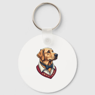 USA Golden Retriever Vintage Patriotic Dog Shirt Key Ring