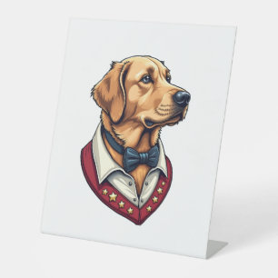 USA Golden Retriever Vintage Patriotic Dog Shirt Pedestal Sign