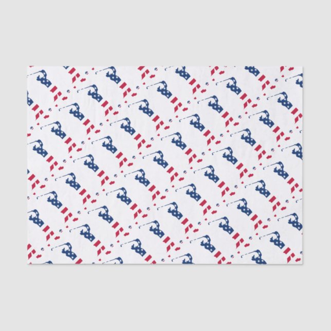 USA golf America flag golfer Tissue Paper (Front)