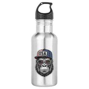 USA Gorilla Vintage Engraving Patriotic Shirt Desi 532 Ml Water Bottle