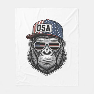 USA Gorilla Vintage Engraving Patriotic Shirt Desi Fleece Blanket