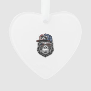 USA Gorilla Vintage Engraving Patriotic Shirt Desi Ornament