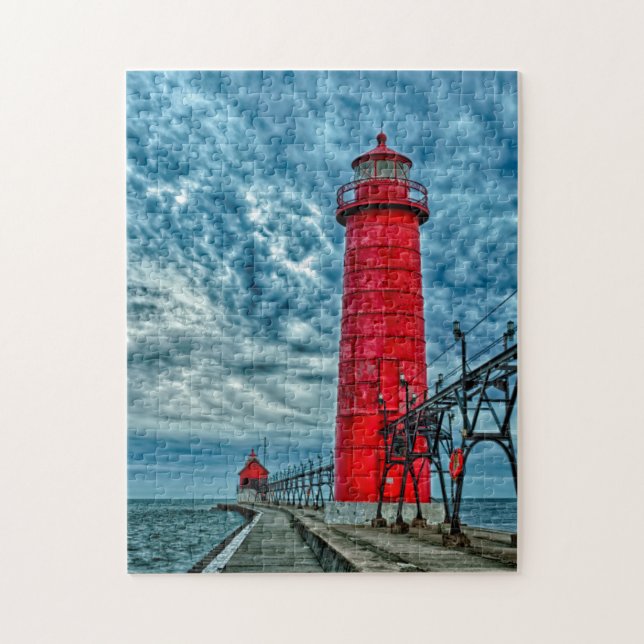 USA, Grand Haven, Michigan, lighthouse Jigsaw Puzzle (Vertical)