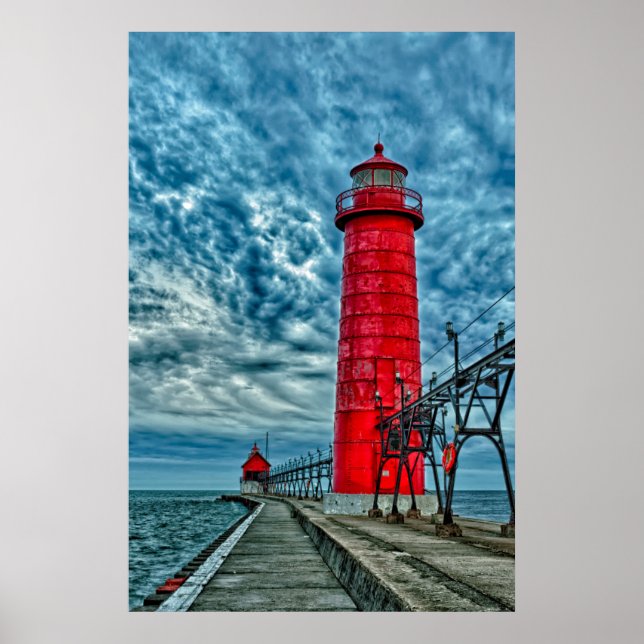 USA, Grand Haven, Michigan, lighthouse Poster (Front)