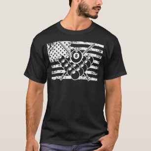 USA Graphic Pool Billard Snooker Billard Cue 8 Bal T-Shirt