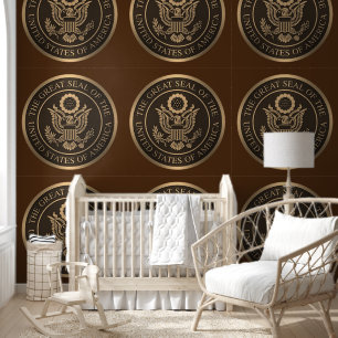 USA Great Seal Bronze on Brown Designer Wallpaper
