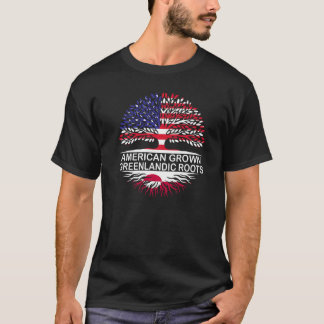 USA & Greenland Flags American Grown Greenlandic R T-Shirt