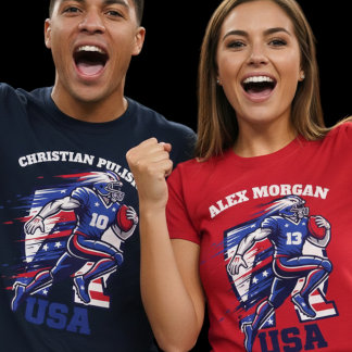 USA Gridiron Football Dynamic Action Patriotic  T-Shirt