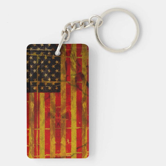 USA Grunge American Flag Key Ring (Back)
