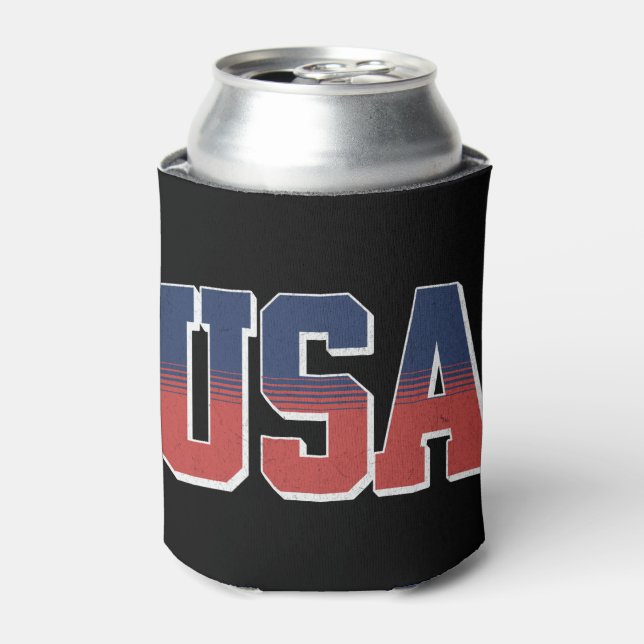 USA grunge text design Can Cooler (Can Front)