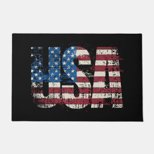 USA grunge text design with flag Doormat