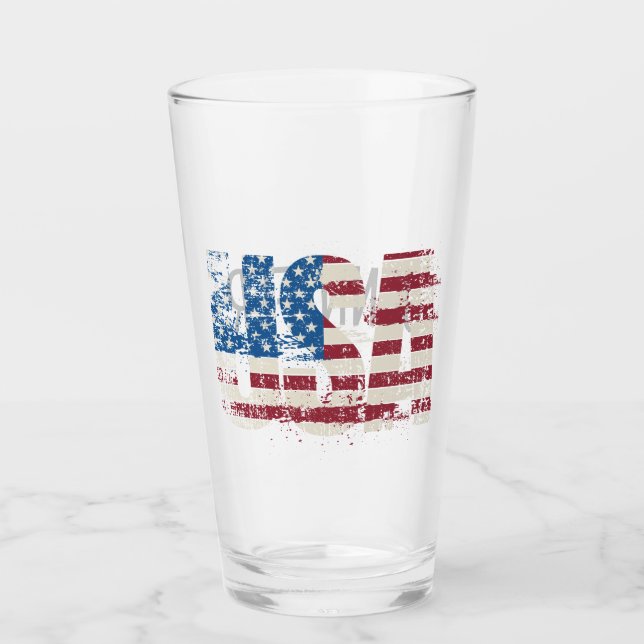 USA grunge text design with flag Glass (Front)