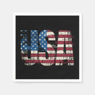 USA grunge text design with flag Napkin