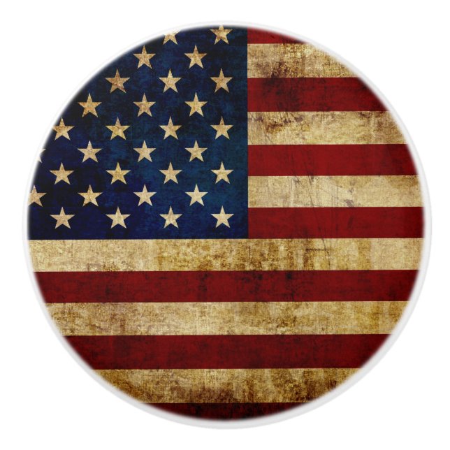 USA / Grunged flag Ceramic Knob (Front)