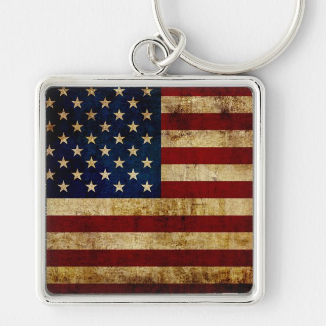 USA / Grunged flag Key Ring (Front)