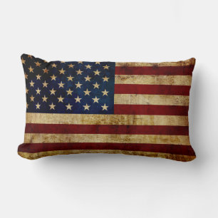 USA / Grunged flag Lumbar Cushion