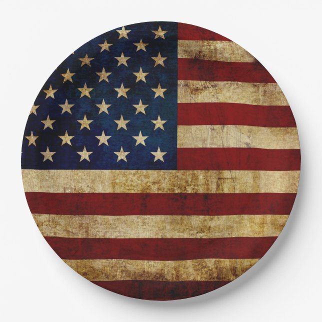 USA / Grunged flag Paper Plate (Front)