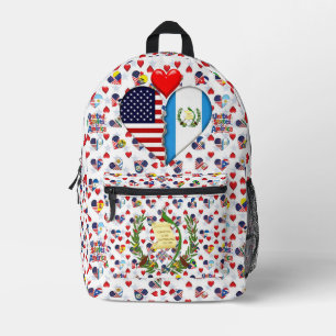 USA Guatemala Heart flags Hispanic Heritage  Printed Backpack