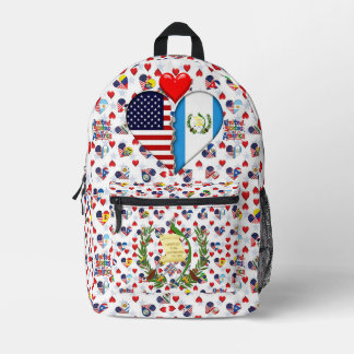 USA Guatemala Heart flags Hispanic Heritage Printed Backpack