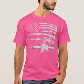 Usa Guns Weapons Flag Rifles Stripes Military 2A T-Shirt