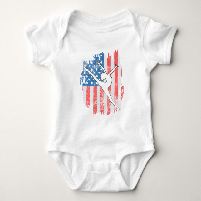 USA Gymnastics Distressed American Flag Team 2021 Baby Bodysuit (Front)