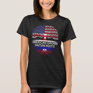 USA & Haiti Flags American Grown Haitian Roots T-Shirt