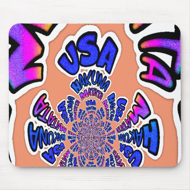 USA Hakuna Matata Blue text graphic Gifts art Mouse Pad (Front)