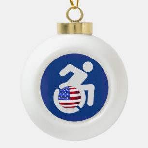 USA Handicapped Ceramic Ball Christmas Ornament