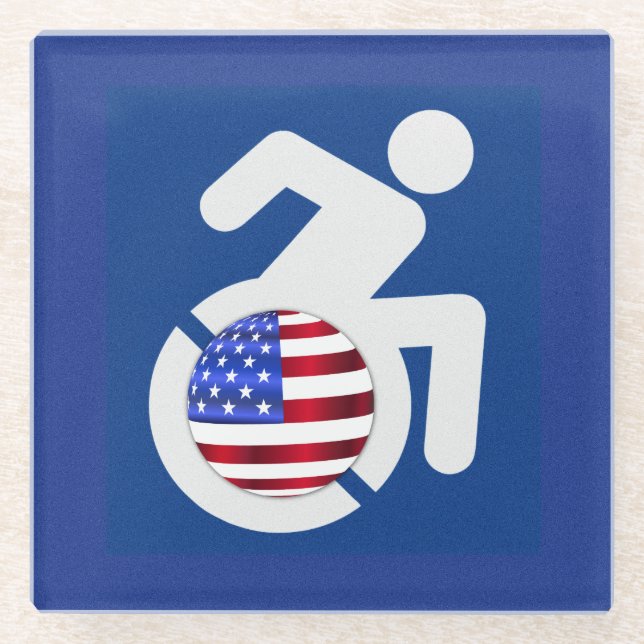 USA Handicapped Glass Coaster (Front)